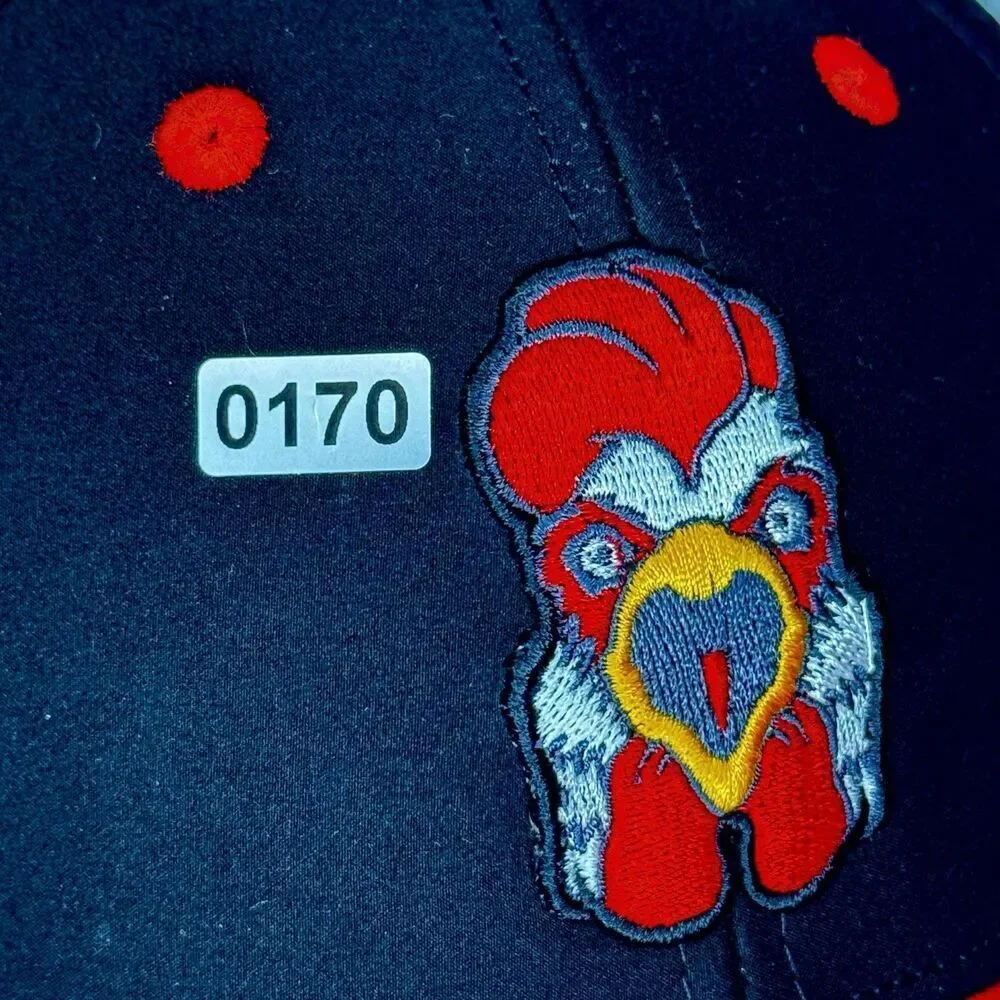 Red Rooster Golf Hat Black W/Red Bill Rooster Logo Perforated SnapBack